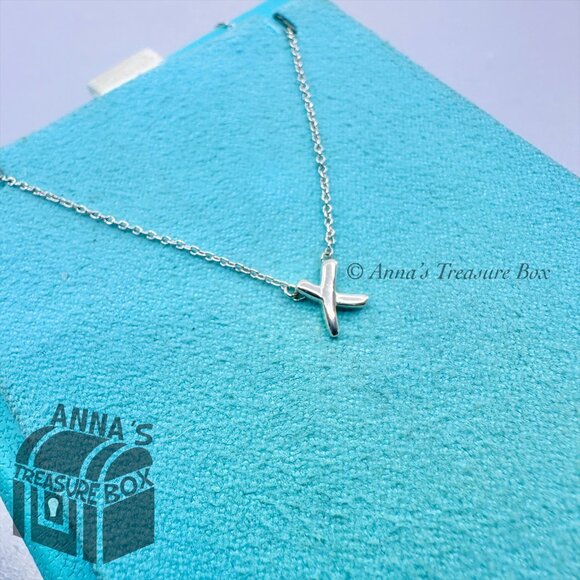 Tiffany & Co. 925 Silver Mini X Kiss Pendant Picasso 17" Necklace (pouch)